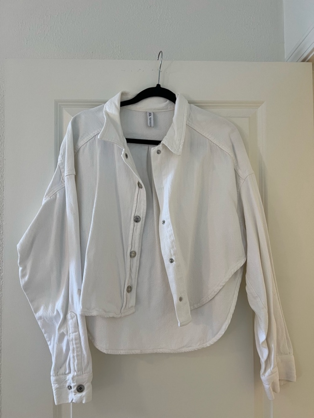 Zara White Cropped Jean Jacket